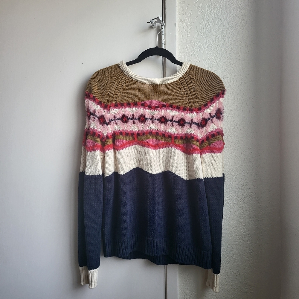 Pink Navy Yoke Sweater